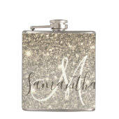 Moderne Gold Glitter Sparkles Personalized Name Heupfles (Voorkant)