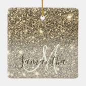 Moderne Gold Glitter Sparkles Personalized Name Keramisch Ornament (Achterkant)