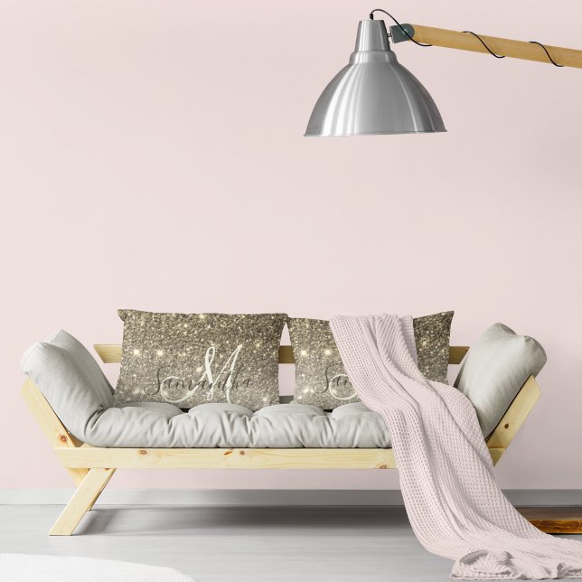 Moderne Gold Glitter Sparkles Personalized Name Kussen (Creator heeft geüpload)