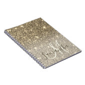 Moderne Gold Glitter Sparkles Personalized Name Notitieboek (Rechterzijde)