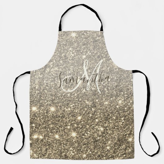 Moderne Gold Glitter Sparkles Personalized Name Schort (Voorkant)