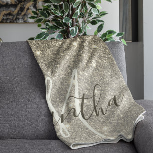 Moderne Gold Glitter Sparkles Personalized Name Sherpa Deken