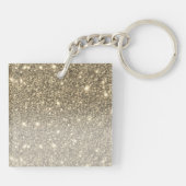 Moderne Gold Glitter Sparkles Personalized Name Sleutelhanger (Achterkant)