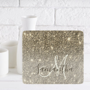 Moderne Gold Glitter Sparkles Personalized Name Snijplank