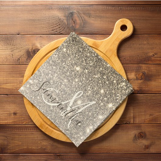 Moderne Gold Glitter Sparkles Personalized Name Theedoek