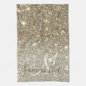 Moderne Gold Glitter Sparkles Personalized Name Theedoek (Verticaal)