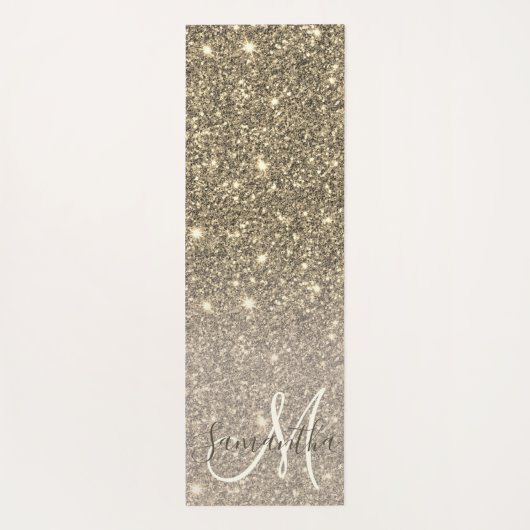 Moderne Gold Glitter Sparkles Personalized Name Yogamat (Achterkant)
