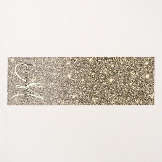 Moderne Gold Glitter Sparkles Personalized Name Yogamat (Voorkant (horizontaal))