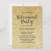 Moderne Gold Glitter Sparkles Retirement Party Kaart (Voorkant)