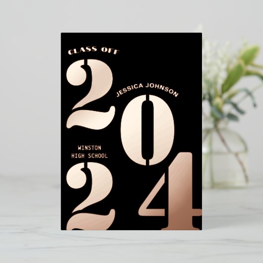 MODERNE GOLD GRAD PARTY FOIL INVITATION (Debout devant)