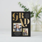 Moderne Gold Grad Photo Graduation Invitation (Debout devant)