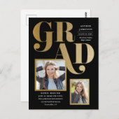 Moderne Gold Grad Photo Graduation Invitation (Devant / Derrière)
