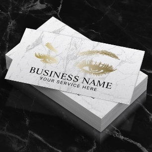 Moderne Gold Lashes & Brows Marble Makeup Artist Visitekaartje