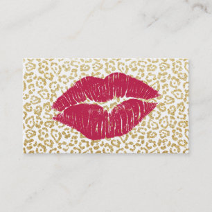Moderne Gold Leopard print Red Kiss Makeup artiest Visitekaartje