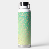 Moderne Gold Leopard Print Yellow Mint Gradiënt Waterfles (Achterkant)
