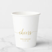 Moderne Gold Lettering Cheers Party Paper Cups Papieren Bekers (Voorkant)