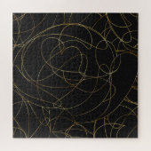Moderne Gold Line Art Grey Stippen Abstract ontwer Legpuzzel (Horizontaal)