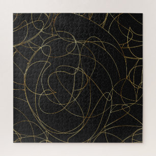 Moderne Gold Line Art Grey Stippen Abstract ontwer Legpuzzel