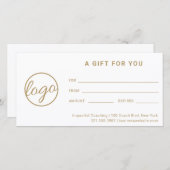Moderne Gold Logo Simple Business Cadeaubon (Voorkant / Achterkant)