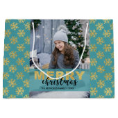 Moderne Gold Merry-kerstfoto grote cadeautas (Voorkant)