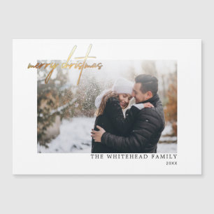 Moderne Gold Merry White-kerstkaart