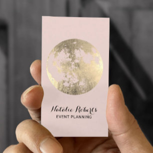 Moderne Gold Moon Elegant Blush Pink Event Plannin Visitekaartje