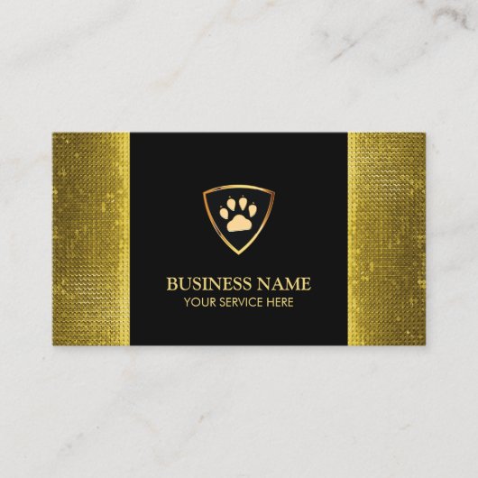 Moderne Gold Paw Logo Pet Sitting Visitekaartje (Voorkant)