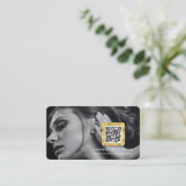 Moderne Gold Photo networking scannable QR-code Visitekaartje (Staand voorkant)
