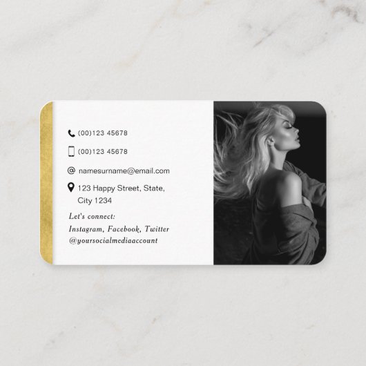 Moderne Gold Photo networking scannable QR-code Visitekaartje (Achterkant)