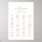 Moderne Gold Script Alfabetical Seating Chart Poster (Voorkant)