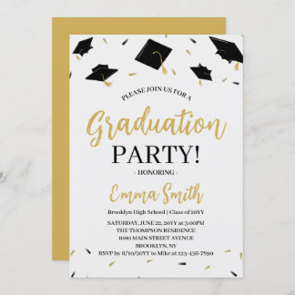 Moderne Gold Script Graduation Party Kaart