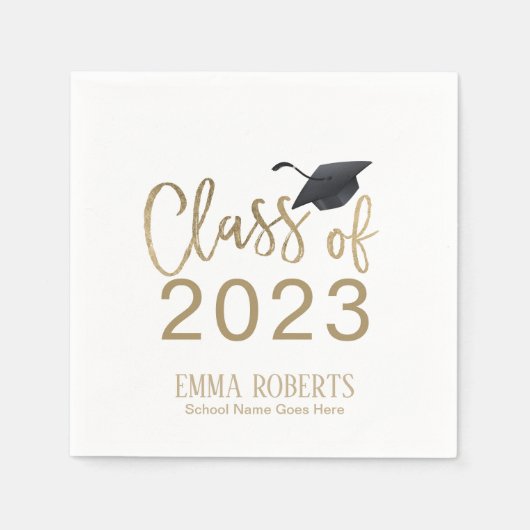 Moderne Gold Script Graduation Party Servetten (Voorkant)