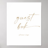 Moderne Gold Script Guest Book Sign Poster (Voorkant)