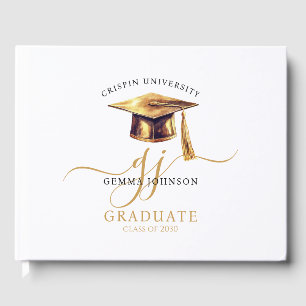 Moderne Gold Script Minimalist Graduation Party Gastenboek