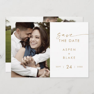 Moderne Gold Script Photo Save the Date