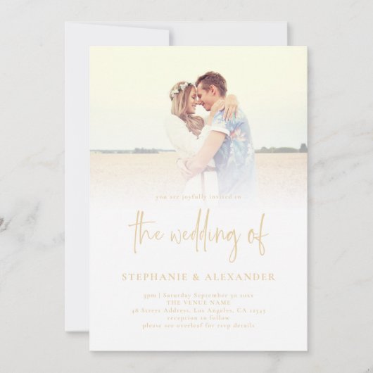 Moderne Gold Script QR-code - Band met foto's Kaart (Voorkant)