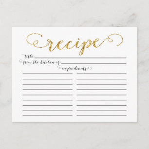 Moderne Gold Script Vrijgezellenfeest Recipe-kaart Briefkaart