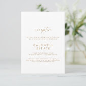 Moderne Gold Script Wedding Reception Kaart invoeg (Staand voorkant)