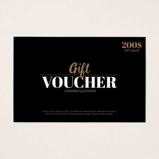 Moderne Gold Simple Business Gift Voucher Kaart (Voorkant)