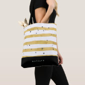 Moderne Gold Striped & Black Stippen Canvas tas (Dichtbij)