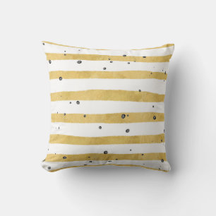Moderne Gold Striped & Black Stippen Sierkussen