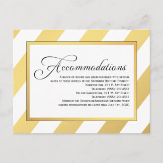 Moderne Gold Stripes Trouwaccommodaties Briefkaart