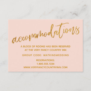 Moderne Gold Waves op Blush Wedding Accommodaties Informatiekaartje