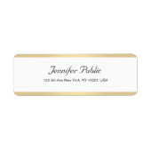 Moderne Gold White Chic Hand Script Simple Elegant Etiket (Voorkant)