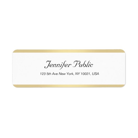 Moderne Gold White Chic Hand Script Simple Elegant Etiket (Voorkant)