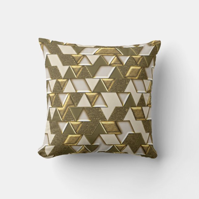 Moderne Gold White Faux metalen driehoeken Kussen (Voorkant)