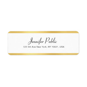 Moderne Gold White Handwrite script Eenvoudige afb Etiket