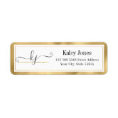 Moderne Gold White Monogram Return Address Label (Voorkant)