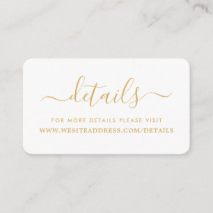 Moderne Gold & White Simple Script-gegevens Informatiekaartje