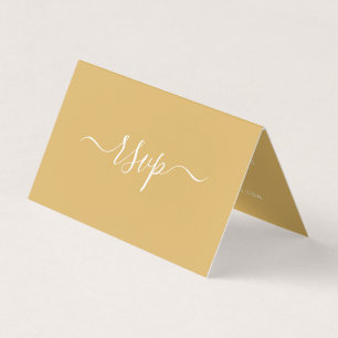 Moderne Gold & White Simple Script Photo RSVP-kaar Visitekaartjes